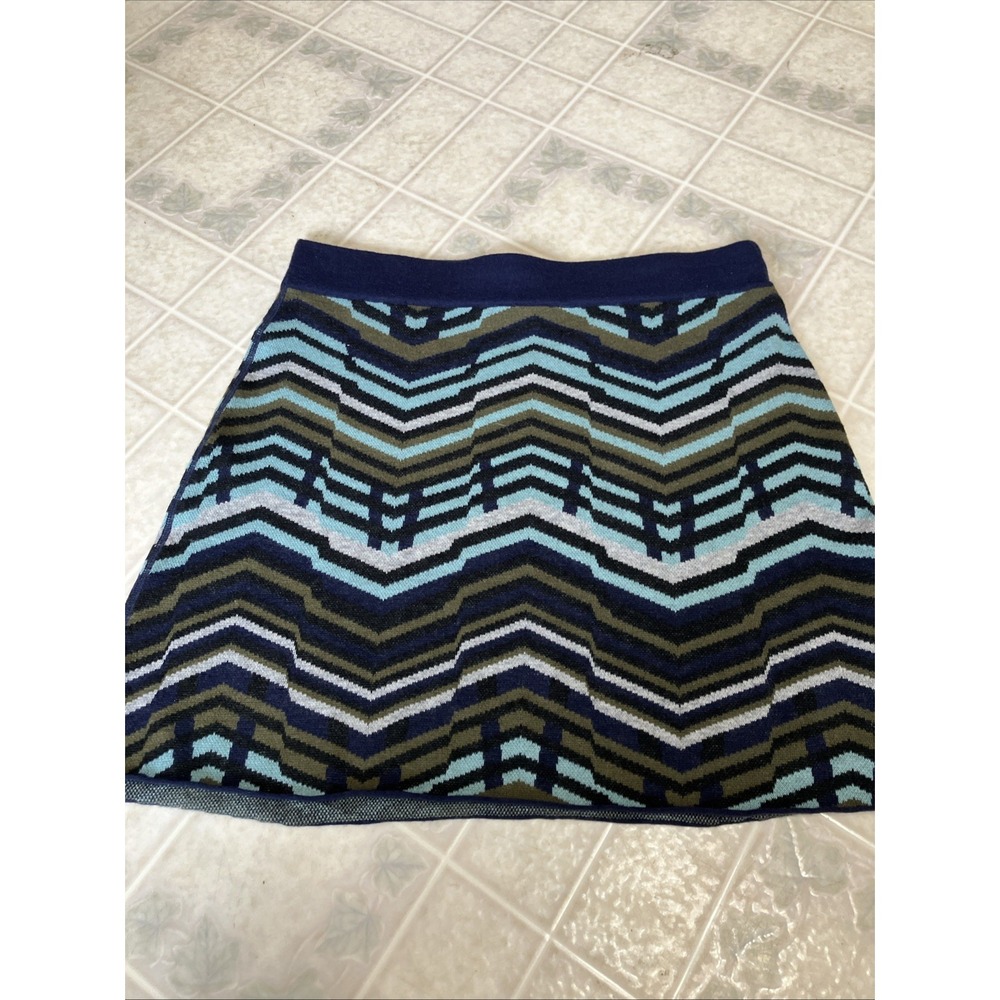 Title Nine Blue Olive Mini Skirt Large Extrafine Merino Wool Blend side pocket